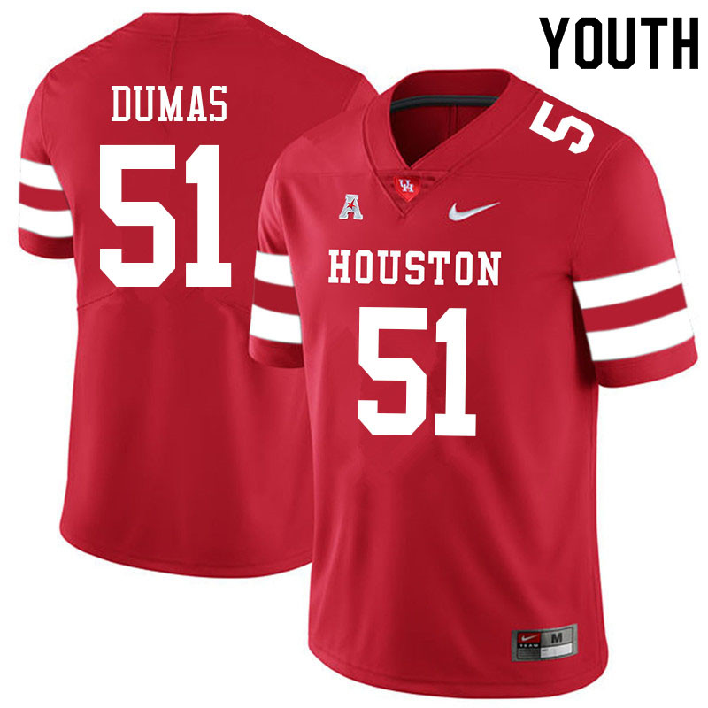 Youth #51 Kanen Dumas Houston Cougars College Football Jerseys Sale-Red